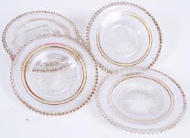 5db aranyozott, festett tányérka /  Painted, gold plated saucers, d: 9cm