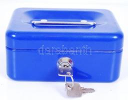 Fém pénzkazetta kulccsal /  Metal cashbox with keys, 15,5x12,5x7,5cm