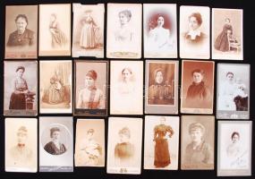 cca 1870-1900 18 db keményhátú fotó hölgyekről klf műtermekből / 18 vintage photos of women