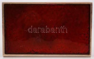 Zománcozott, fém kártyatartó /  Vintage enamelled metal playing card case, 11,5x7x2,5cm