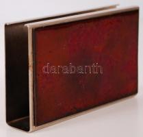 Zománcozott, fém kártyatartó / 
Vintage enamelled metal playing card case, 11,5x7x2,5cm