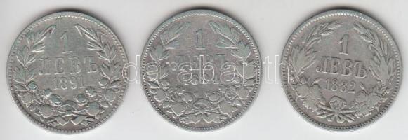 Bulgária 1882. 1L Ag + 1891. 1L Ag + 1894. 1L Ag T:2- Bulgaria 1882. 1 Lev Ag + 1891. 1 Lev Ag + 1894. 1 Lev Ag C:VF