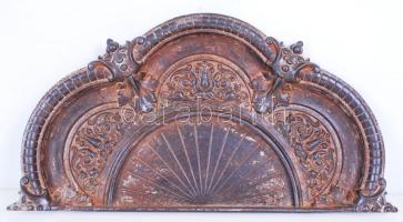 cca 1900 Kagyló formájú, díszes, öntöttvas parázsfelfogó tálca / 
Vintage cast iron ember tray, 42x2...