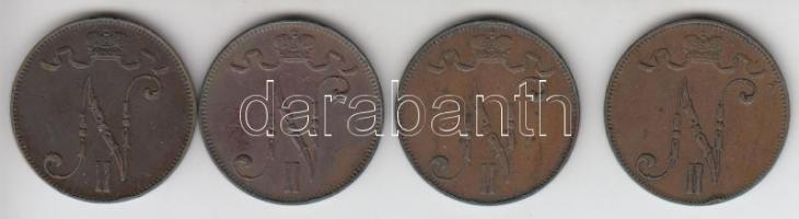 Finnország 1901. 5p Cu + 1906. 5p Cu + 1907. 5p Cu + 1908. 5p Cu T:2
Finland 1901. 5 pennia Cu + 190...