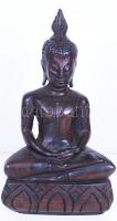 Buddha, faragott, pácolt fa szobor /  Wooden figure, 27x15x8cm