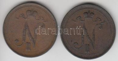 Finnország 1897. 10p Cu + 1899. 10p Cu T:3
Finland 1897. 10 pennia Cu + 1899. 10 pennia Cu C:F