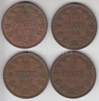 Finnország 1914. 10p Cu + 1916. 10p Cu + 1917. 10p Cu (2x) klf T:2,2- Finland 1914. 10 pennia Cu + 1916. 10 pennia Cu + 1917. 10 pennia Cu (2x) different C:XF,VF