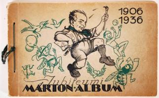 Márton Lajos (1891-1953): Jubileumi Márton-album. Litográfia-sorozat. [Bp.], [1936], A szerző sajátja. Zsinórral fűzött, illusztrált papírborítóban, verzóján a szerző saját kezű aláírásával