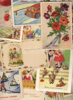 86 db régi üdvözlőlap sok lithóval