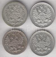 Oroszország 1892. 5k Ag + 1900. 5k Ag + 1903. 5k Ag + 1905. 5k Ag T:2,2-
Russia 1892. 5 kopeks Ag + ...