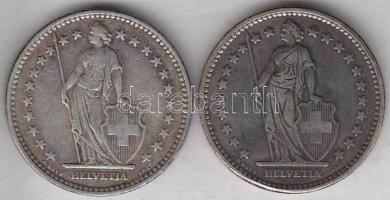 Svájc 1906. 2Fr Ag + 1909. 2Fr Ag t:2-
Switzerland 1906. 2 Francs Ag + 1909. 2 Francs Ag C:VF