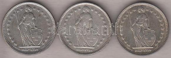 Svájc 1920. 2Fr Ag + 1921. 2Fr Ag + 1922. 2Fr Ag T:2,2-
Switzerland 1920. 2 Francs Ag + 1921. 2 Fran...