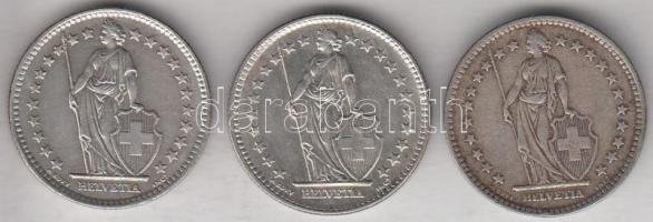 Svájc 1940. 2Fr Ag + 1960. 2Fr Ag + 1961. 2Fr Ag T:2,2-
Switzerland 1940. 2 Francs Ag + 1960. 2 Fran...