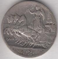 Olaszország 1908. 2L Ag "II. Viktor Emanuel" T:2-
Italy 1908. 2 Lire Ag "Vittorio Ema...