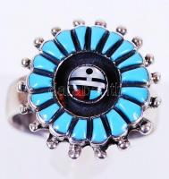 Zománcozott ezüst (Ag) gyűrű /  Silver ring with enamel decoration, s: 55, br: 6,8gr