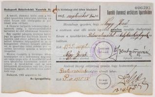 1935 Budapesti Helyiérdekű Vasutak fényképes igazolvány