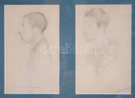 Glatz Oszkár (1872-1958): Fiúk. Két tanulmány. Ceruza, papír, jelzett, paszpartuzva, üvegezett keret...