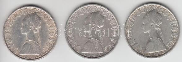 Olaszország 1964/65/66. 500L Ag "Kolumbusz hajója" (3x) T:2,2-
Italy 1964/65/66. 500 Lire ...