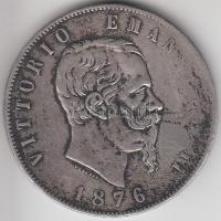 Olaszország 1876. 5L Ag T:2- Italy 1876. 5 Lire Ag C:VF