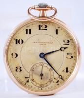 Ch. F. Tissot &amp; Fils. 14K arany (Au) fedeles zsebóra. Javításra szorul. Üveg nélkül / Gold tissot pocket watch 14 C. Without glass, needs repair