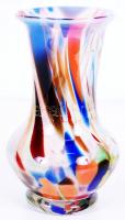 Irizáló szakítottüveg vázácska /  Hand made glass vase, 17cm