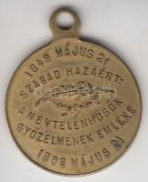 1893. Május 21. "1849. Május 21. Szabad Hazáért - A Névtelen Hősök Győzelmének Emléke" fém...
