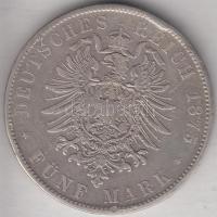 Német Államok / Bajorország 1875D 5M Ag "II. Lajos" (27.33g) T:2-,3
German States / Bavari...