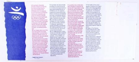 1992 Barcelona olimpiai belépőjegy. 21×9 cm / Olympic ticket