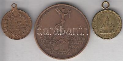 3db különféle emlékérem, egyik francia, kettő magyar T:2,2-