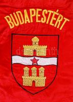 Cca 1970 Selyem Budapest zászló, jó állapotban, 80×48 cm