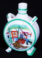 Festett, jelzett Zsolnay minikulacs (hibás) / 
Painted Zsolnay mini flask (with fault), 7,5cm