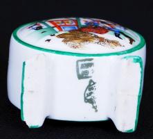 Festett, jelzett Zsolnay minikulacs (hibás) / 
Painted Zsolnay mini flask (with fault), 7,5cm