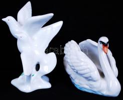 2db, kézzel festett, porcelán madárfigura /  Hand painted porcelain birds, 9cm, 12cm