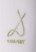 Kártyalapokkal díszített, jelzett Drasche porcelán fogpiszkálótartó / 
Porcelain toothpick box, 6x6c...