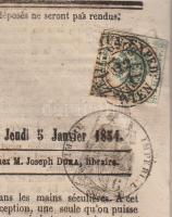 1854 L'Univers francia újság francia szignettával és 2kr osztrák hírlapilleték bélyeggel