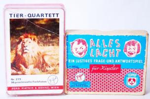 Alles Lacht német kérdez-felelek kártyajáték és egy német Tier Quartet képes állat kártyajáték, dobozában