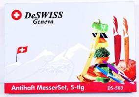 DeSwiss Geneva kés készlet, összesen:5 db, saját dobozában, 37×26 cm