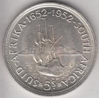 Dél-Afrika 1952. 5Sh Ag &quot;Capetown&quot; T:2 South Africa 1952. 5  Shilling Ag &quot;300th Anniversary - Founding of Capetown&quot; C:XF