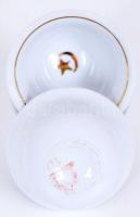 Cca 1980 Jugoszláv (Sarajevo) hiányos holdas kávés készlet, réz porcelán betéttel, tálcával d:31 cm