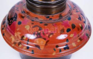 Gebrüder Brünner Wien porcelán betétes petróleum lámpa kézzel festett, jelzett, felső rész hiányzik,...