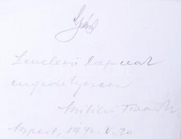 1942 Bilicsi Tivadar színész nagyméretű dedikált fotó Rozgonyi műterméből 15x24 cm