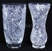 Ólom kristály váza tétel, csiszoltak, hámozottak, hibátlanok, m:21 cm, összesen: 2 db /Lead crystal vases