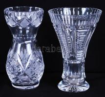 Ólom kristály váza tétel, csiszoltak, hámozottak, hibátlanok, m:13 cm, összesen: 2 db /Lead crystal vases