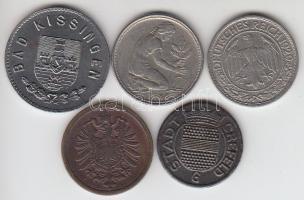 Németország DN. 5db klf fémpénz, közte 2db szükségpénz T:vegyes
Germany ND. 5 pieces of various coin...