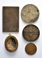 5db klf vegyes emlékérem és plakett tétel jobb darabokkal T:vegyes