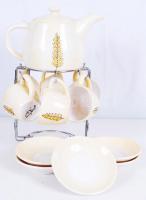 Va Bene 6 személyes porcelán kávéskészlet fém állvánnyal /  Va Bene coffee set