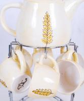 Va Bene 6 személyes porcelán kávéskészlet fém állvánnyal / 
Va Bene coffee set