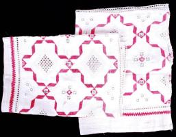 cca 1960 2db, hímzett, vászon abrosz /  Vintage, embroidered table cloths, 72x47cm, 120x46cm