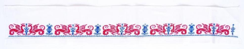 cca 1930 3db, piros-kék, hímzett stelázsi csík, 52x15cm