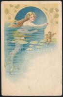 Mermaid, frog litho